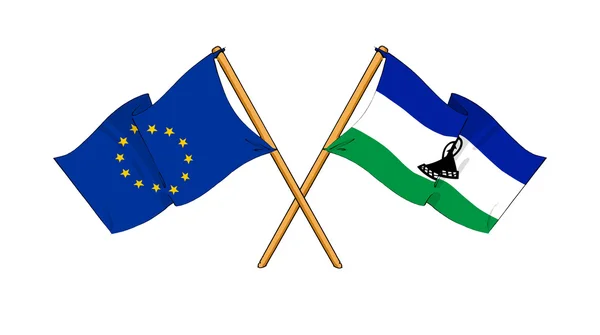 欧洲联盟和莱索托联盟和友谊 — 图库照片