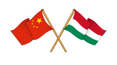 China and Hungary alliance and friendship clipart