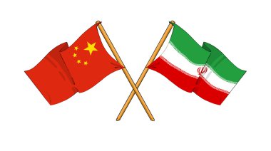 China and Iran alliance and friendship clipart