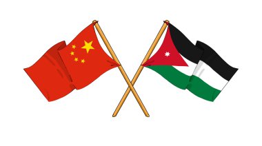China and Jordan alliance and friendship clipart