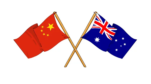 中国和澳大利亚联盟和友谊 — 图库照片