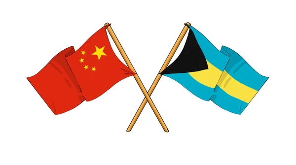 China and The Bahamas alliance and friendship — Stock Photo, Image