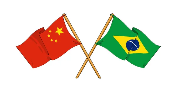 中国和巴西联盟和友谊 — 图库照片