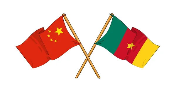 China y Camerún alianza y amistad — Foto de Stock