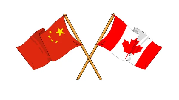 中国およびカナダの同盟および友情 — ストック写真