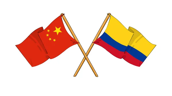 中国およびコロンビアの同盟および友情 — ストック写真