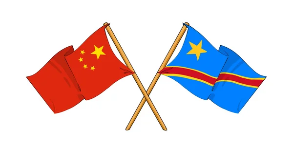 China e República Democrática do Congo aliança e amigável — Fotografia de Stock