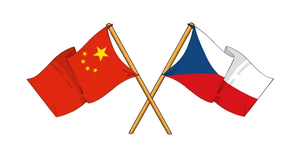 Čína a Česká republika spojenectví a přátelství — Stock fotografie