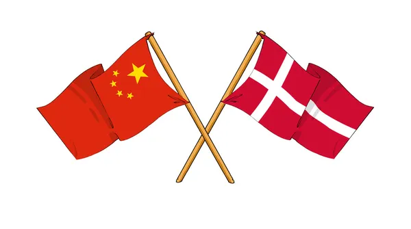 中国和丹麦联盟和友谊 — 图库照片
