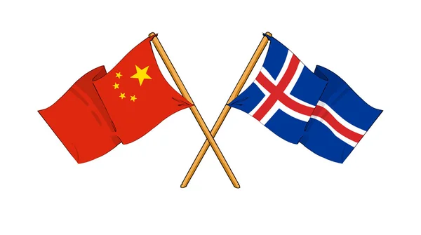 China și Islanda alianță și prietenie — Fotografie, imagine de stoc
