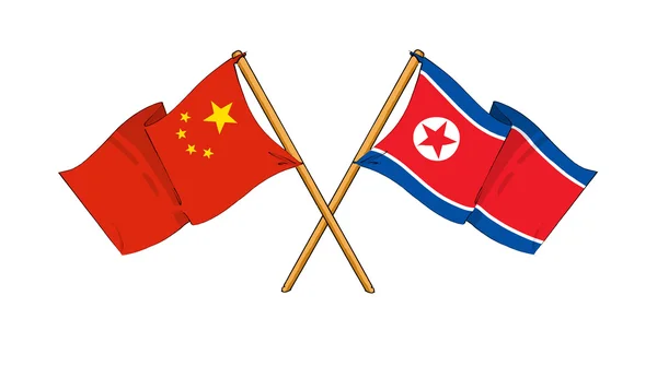 China and North Korea alliance and friendship — Stock Photo, Image