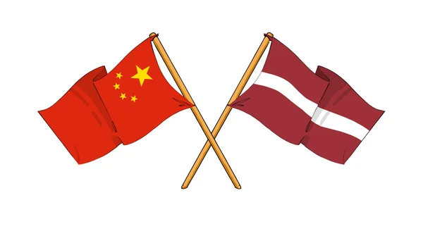 China și Letonia alianță și prietenie — Fotografie, imagine de stoc