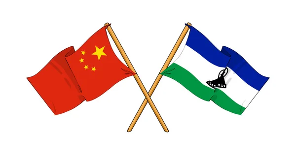 Kina och lesotho alliansen och vänskap — Stockfoto