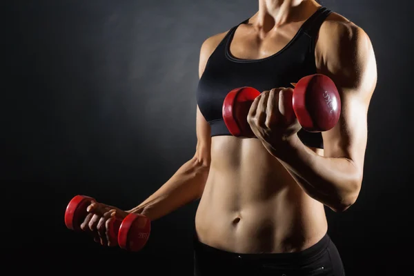 Fitness woman with dumbbells — Stock Photo, Image