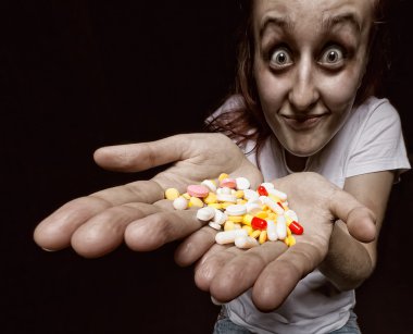 Woman with pills clipart