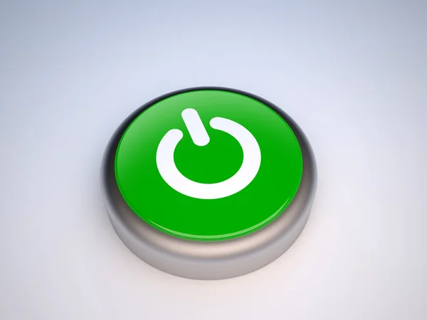 Зеленая кнопка питания — стоковое фото