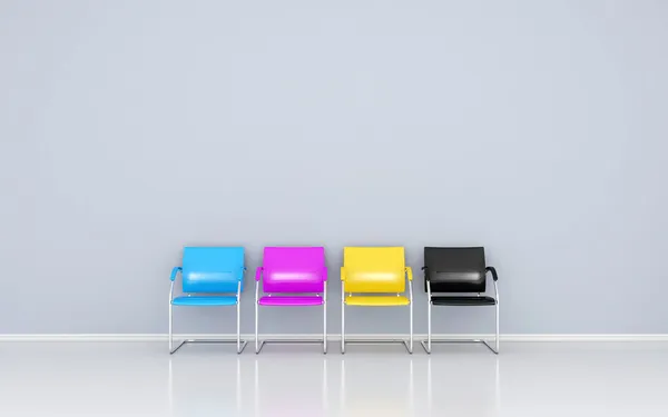 CMYK barevné židle — Stock fotografie