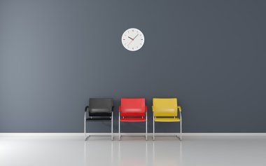 Wall clock and 3 seats clipart