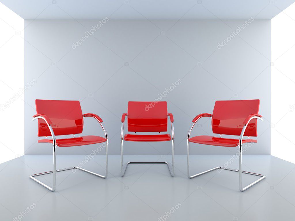 Three red chairs