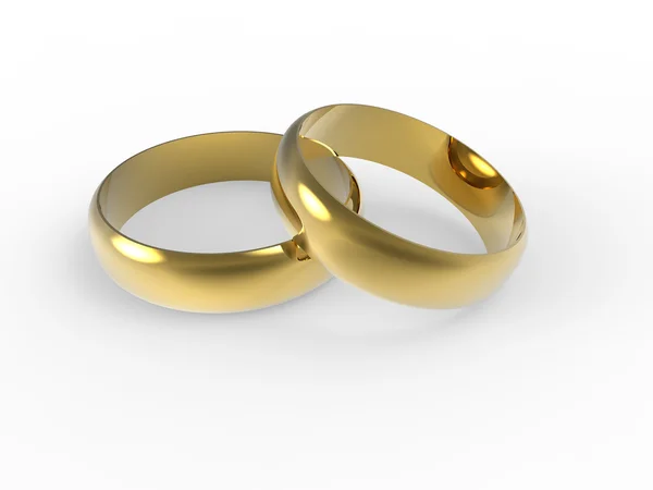 Gouden en zilveren huwelijksringen geïsoleerd op witte achtergrond — Stockfoto