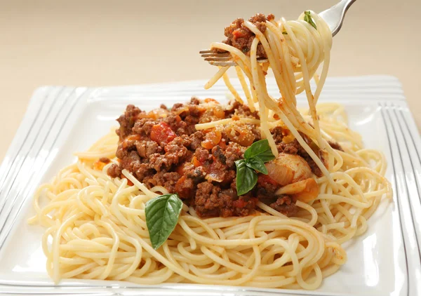 Špagety na vidličce — Stock fotografie