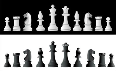 Chess pieces set A complete set of chess pieces. No meshes used. clipart