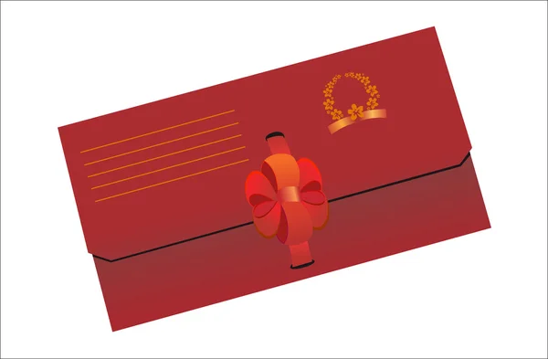 細かい赤の弓とお祝い封筒 — ストックベクタ