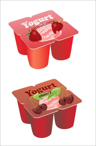 Confezioni di yogurt — Vettoriale Stock