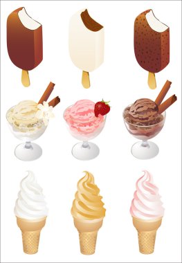 Set of tasty ice cream isolated on white background clipart