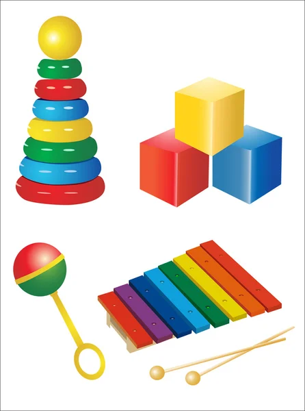 Set di icone vettoriali di giocattoli per bambini — Vettoriale Stock