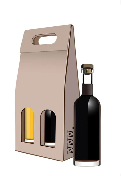 Caja de botellas de vino de regalo de cartón corrugado — Archivo Imágenes Vectoriales