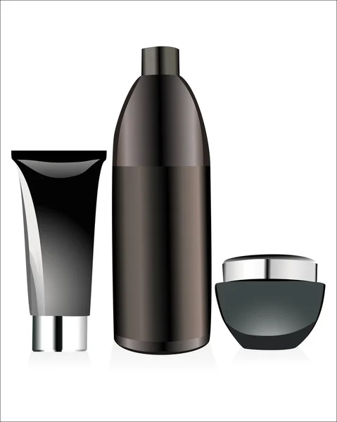 Conjunto com frascos de cosméticos isolados sobre fundo branco —  Vetores de Stock