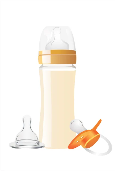 Baby bottles on a white background. Vector illustration. — Stock Vector