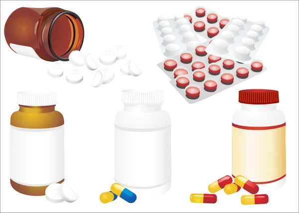 Paquets de pilules - résumé médical — Image vectorielle