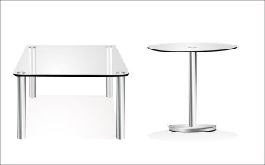 Beyaz arka plan üzerinde izole modern cam masa