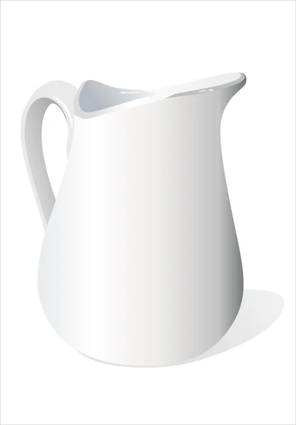 Jolie cruche de lait en céramique blanche. Isolé avec chemin de coupe — Image vectorielle