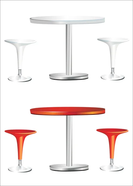Сучасний барний стіл з двома стільцями на білому тлі — стоковий вектор