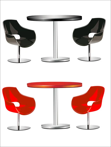 モダンな椅子とテーブル、白い背景の上 — ストックベクタ