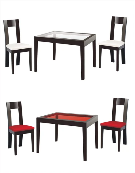 Sillas y mesa modernas sobre fondo blanco — Vector de stock