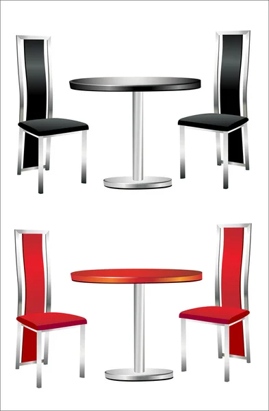 Nowoczesny stół z dwoma krzesłami na białym tle. — Wektor stockowy