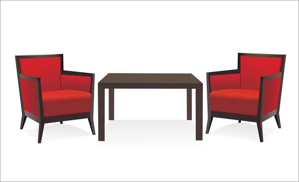 现代的椅子和白色背景上的表 — 图库矢量图片