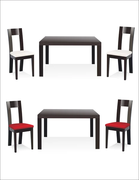Sedie e tavolo moderni sullo sfondo bianco — Vettoriale Stock
