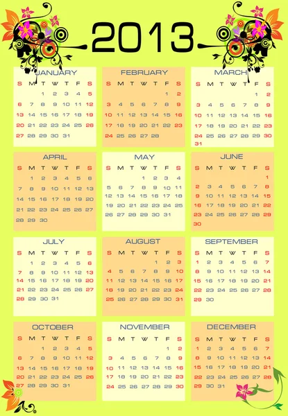 ベクトルのカレンダー 2013 — ストックベクタ