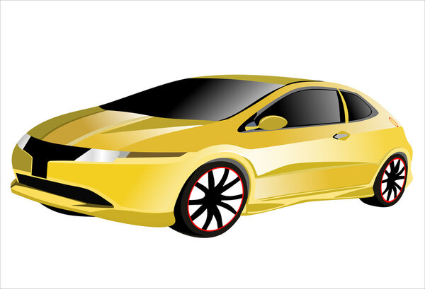 Yellow sports car. Original car design.