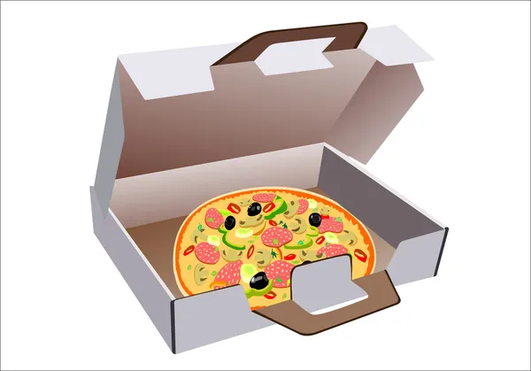 ピザ用の梱包箱を開く — ストックベクタ