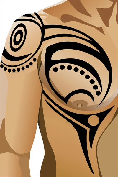 Tribal tattoo on male shoulder — Stock Vector