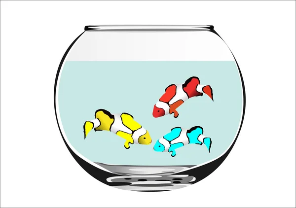 Ryby v akváriu na bílém pozadí — Stockový vektor