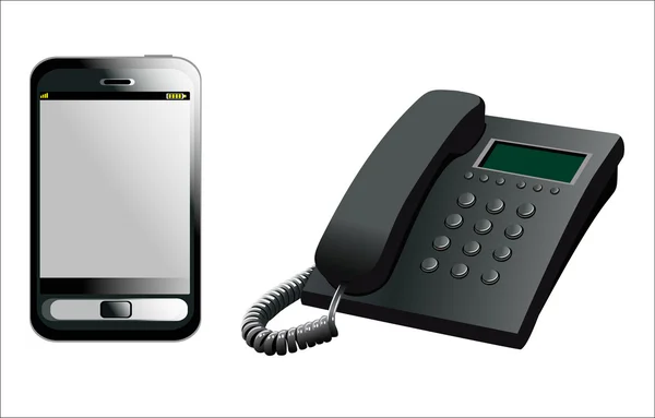 Telefonní přístroje izolované na bílém pozadí — Stockový vektor