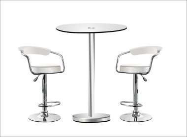 High Glass Top Table w Chairs on white background. clipart