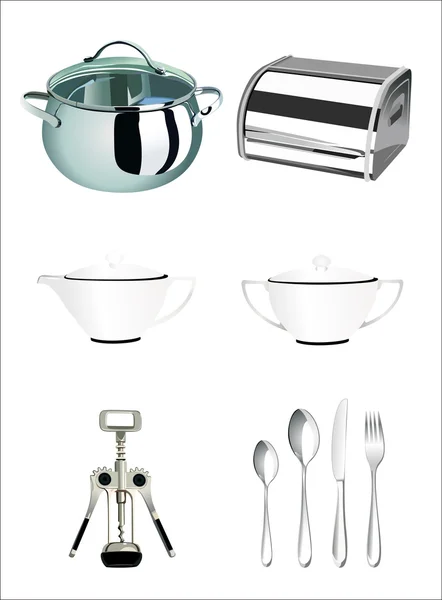 Illustration d'icônes sur les appareils de cuisine — Image vectorielle